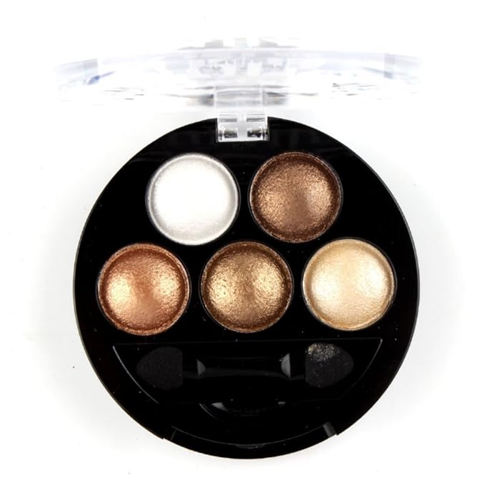 Mallofusa 5 Colors Eye Shadow Palette Powder Metallic Shimmer Eyeshadow Palette (Golden Frenzy) 4.7oz-Velvo Beauty