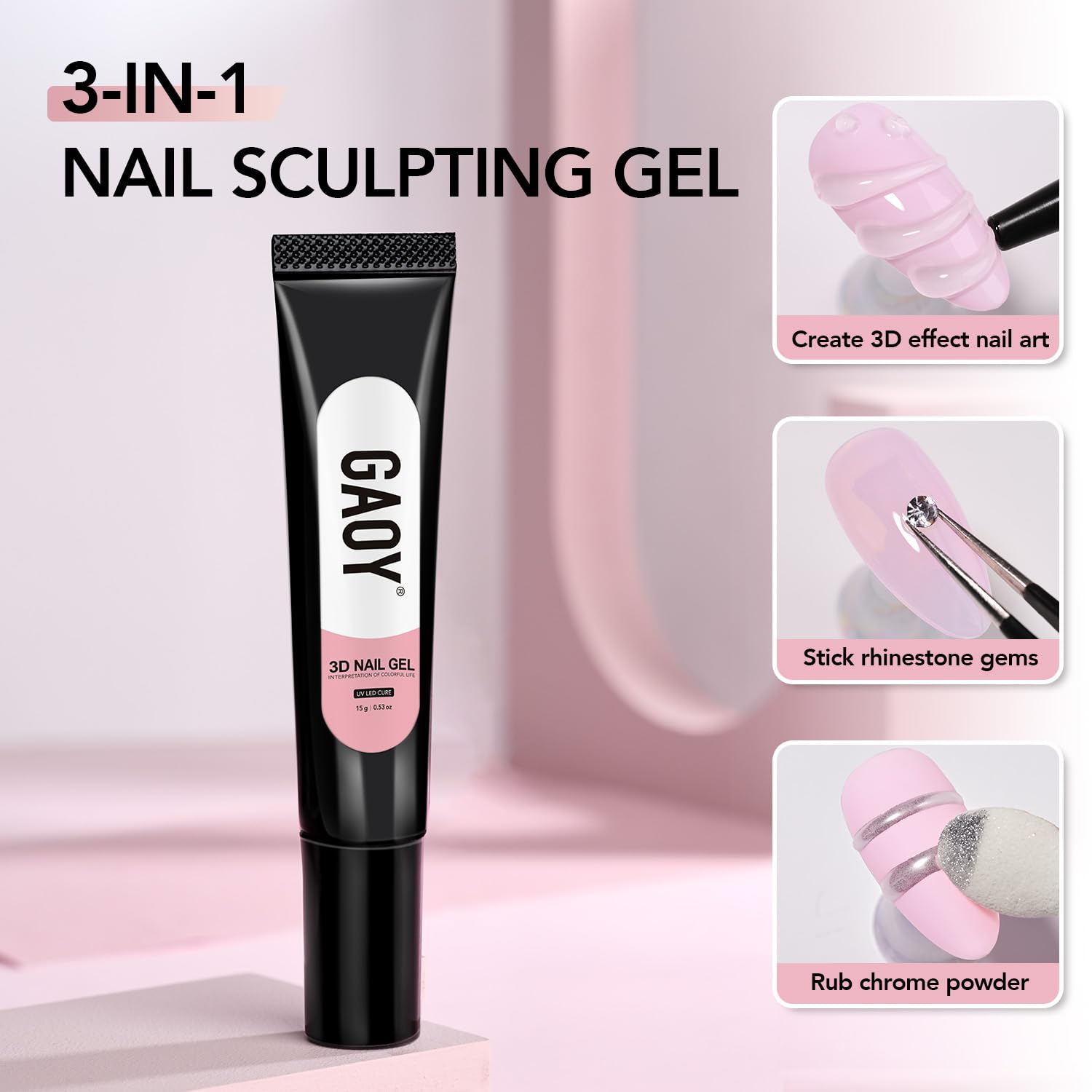 GAOY 2Pcs 3D Nail Gel, Clear Sculpting Gel for Carving, Molding & Painting Nail Art Designs, Glue for Rhinestone Gems Decoration-Velvo Beauty