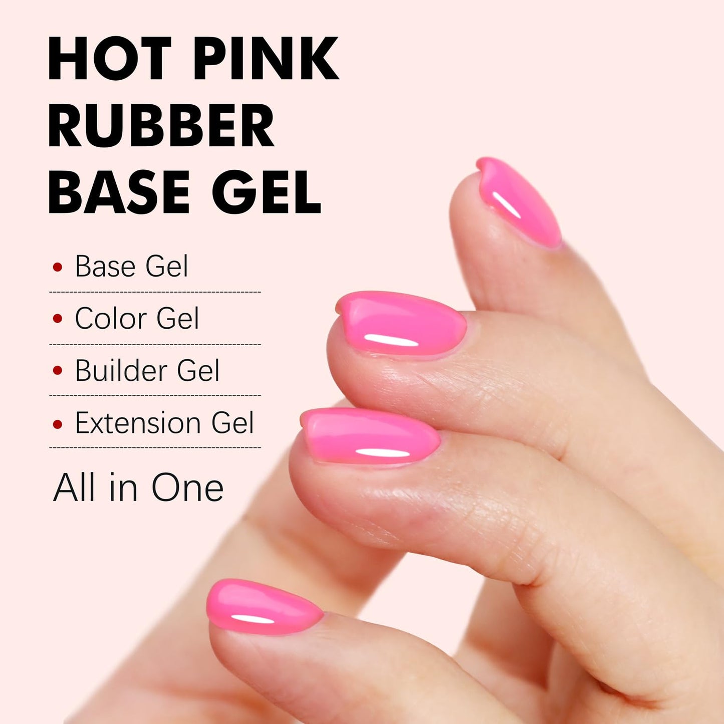 FZANEST Hot Pink Builder Rubber Base Gel, 5 in 1 Builder Gel For Nails Enhance Extension Repair Self-leveling in a Bottle Elastic Rubber Base Coat-Velvo Beauty