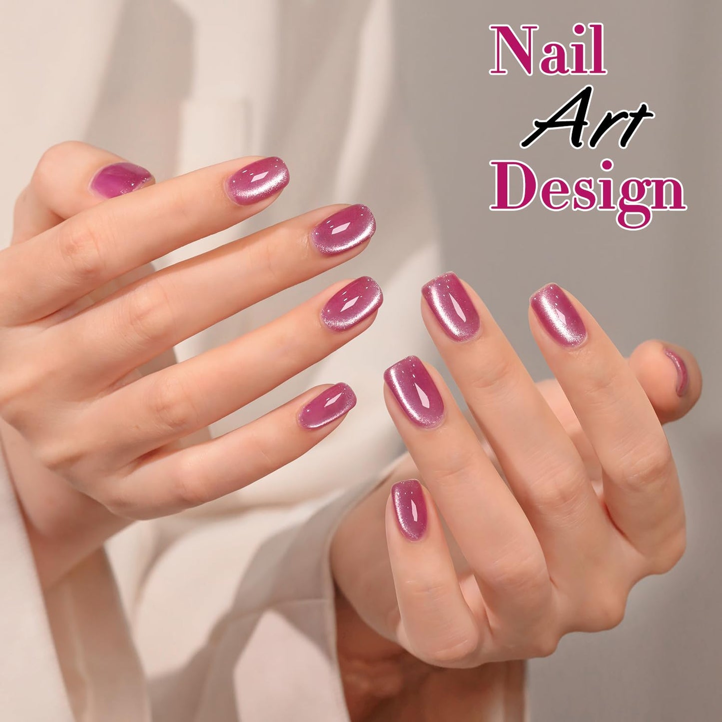 Double Rhythm Cat Eye Gel Polish with Magnet 15ML Holographic Glitter Shimmer Translucent Sheer Color Jelly Glass Magnetic Gel Polish Salon DIY at Home (Purple Pink-MC1043)-Velvo Beauty