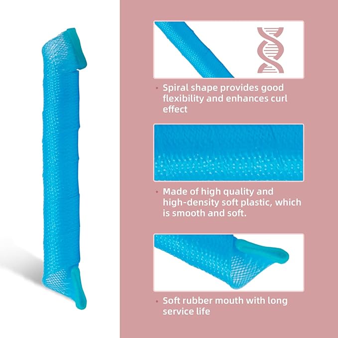 30pcs Heatless Hair Curlers Rollers Spiral Curls Styling Kit with 2 Sets Styling Hooks,No Heat Curlers for Women Girl's, pink, orange, blue, green, yellow and purple (12 Inch/30 cm)…-Velvo Beauty