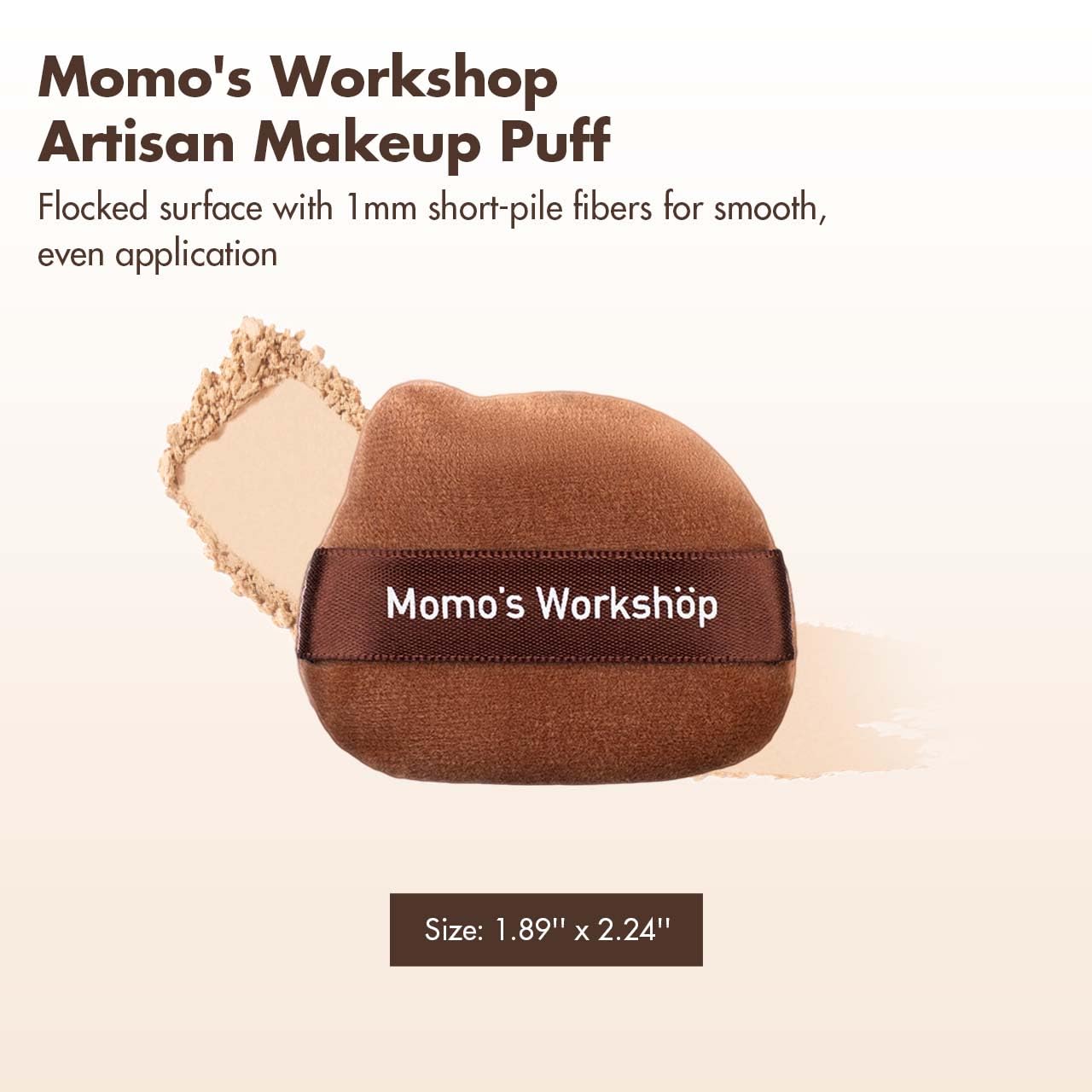Single-Ear Short Plush Puff,Brown Velvet Powder Puff, 85° Pointed Tip for Highlighting & Full-Face Setting,3pcs Plush Puffs & Storage Case-Velvo Beauty