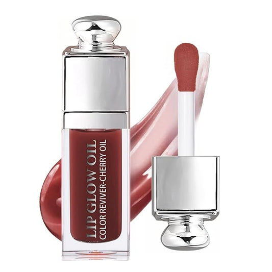 Hydrating Lip Glow Oil-Lip care oil- Lip Oil Tinted for Lip Care and Dry Lips-Prevents Dry Cracked-Non-sticky Big Brush Head-Lip Plumping -Lip Oil gloss tinted-020#MAHOGANY-Velvo Beauty