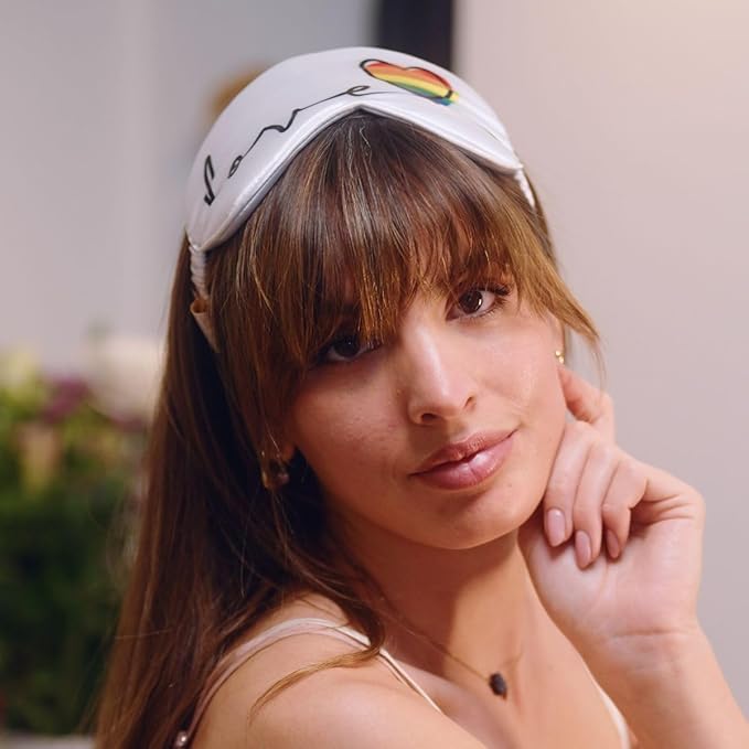 SMUG Satin Sleep Mask & Eye Mask | Travel Sleep Masks for Women & Men | Soft Sleeping Eye Mask to Nourish Skin & Reduce Dark Circles | Eye Sleep Mask Shades to Block Out Light | Pride Love-Velvo Beauty