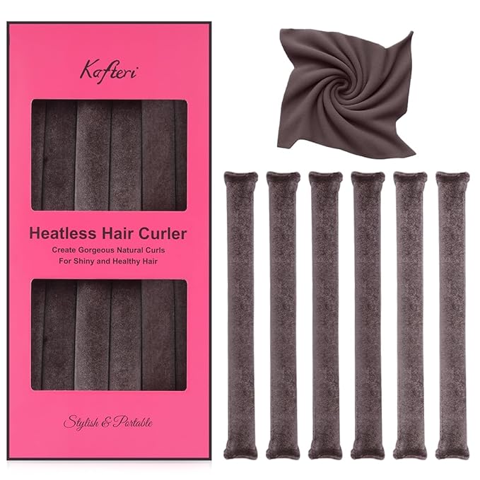 6-Pack Heatless Hair Curlers for Overnight Curls – Soft Flexi Rods for No Heat Styling, Comfortable Hair Rollers to Sleep In for Women, Heatless Curling Rod Set for Natural Waves-Velvo Beauty