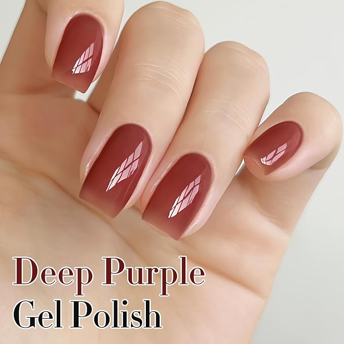 Double Rhythm 0.50 OZ Translucent Gel Polish Same Color Same Bottle Sheer Pastel Neutral Natural Milky 15 ML Jelly UV Nail Art DIY at Home (Deep Purple-A1528)-Velvo Beauty