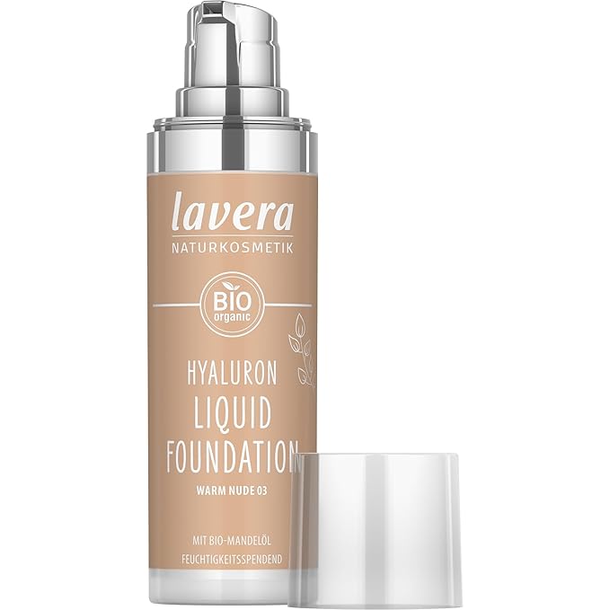 lavera Hyaluron Liquid Foundation - Warm Nude 03 - Foundation Make Up with Hyaluron & Almond Oil for a Flawless Complexion - Face Make Up - PETA Certified - Vegan - Made in Germany - 1 Fl Oz-Velvo Beauty
