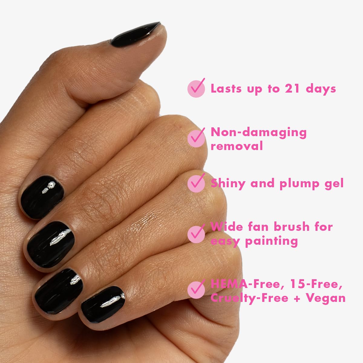 Olive & June Gel Polish | UV LED Nail Lamp Needed | Long Lasting Formula | Up to 21 Days of Wear | Damage-Free Removal | Salon-Quality Manicure, Pedicure at Home | E+M | Inky Black-Velvo Beauty