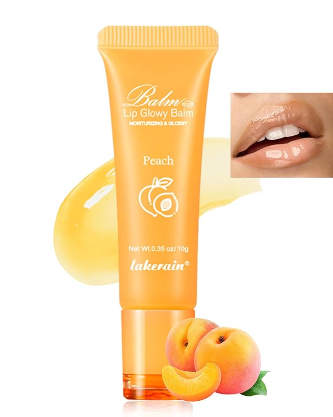 Hydrating Lip Glowy Balm, Ultra-Nourishing Lip Balm for Dry Cracked Lips, Moisturizer Lip Repair Sleeping Lip Mask, Day and Night Lip Care Therapy Treatment, Glossy Smooth Lip Butter Balm-01#Peach-Velvo Beauty