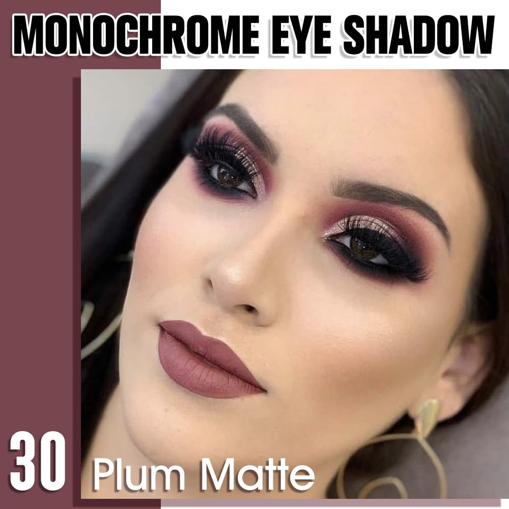 Single Matte Eye Shadow Palette Makeup, Plum Matte Eyeshadow for Women, Monochrome Eye Shadow Makeup, Pigmented Waterproof Sombras Para Ojos, Vegan, Talc, Paraben & Cruelty Free, 30-Velvo Beauty