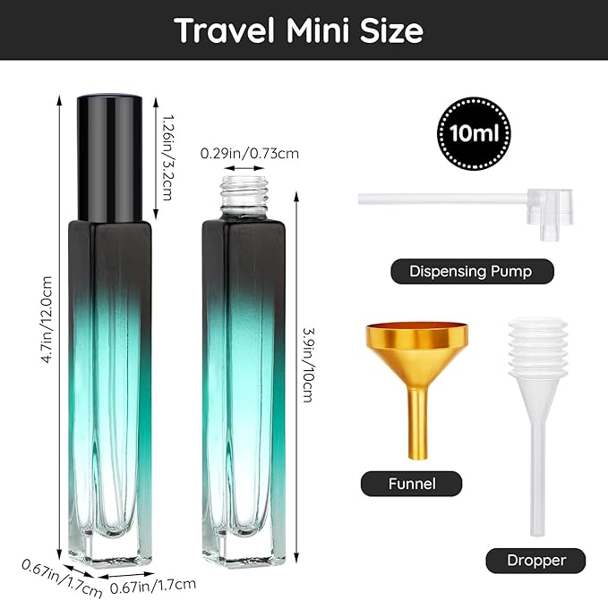 Segbeauty 0.34oz Refillable Perfume Bottle Travel, 5 Pack Glass Spray Bottles for Perfume, 10ml Empty Mini Fine Mist Cologne Travel Bottle, Portable Cologne Sprayer Atomizer with Refill Tool Kit-Velvo Beauty