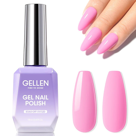 Gellen Pink Gel Nail Polish, 18ML 1Pc Pink Purple Gel Polish Soak off UV LED Nail Lamp Pink Nail Polish for Spring Summer Salon DIY Nail Art Manicure at Home Holiday Gift for Women, 0.61 Fl Oz-Velvo Beauty