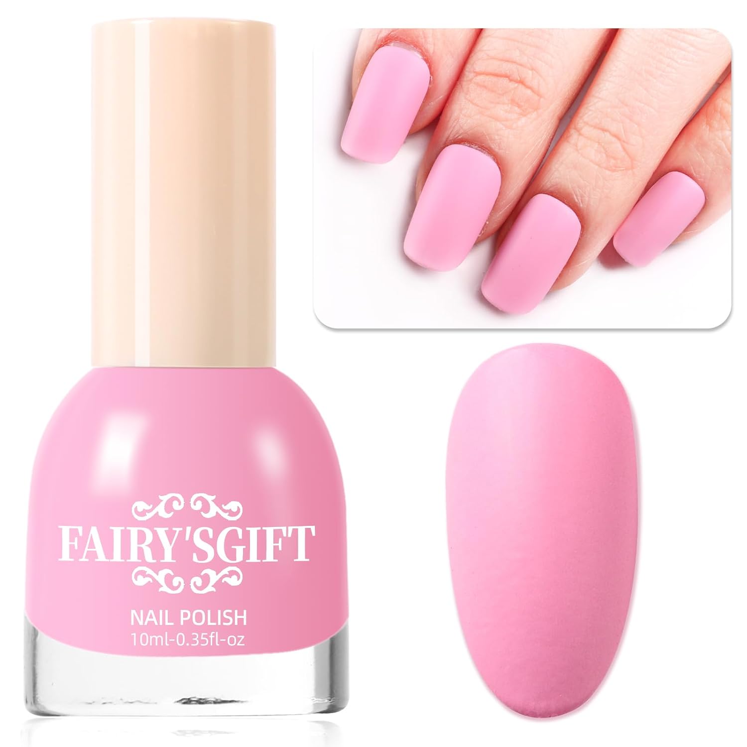 Matte Nail Polish Air Dry Nail Lacquer for Nail Art Varnish, Mist Effect Matte Finish Velvet Nail Polish, 0.35 fl oz (Dusty Pink-03, 10 ML)-Velvo Beauty