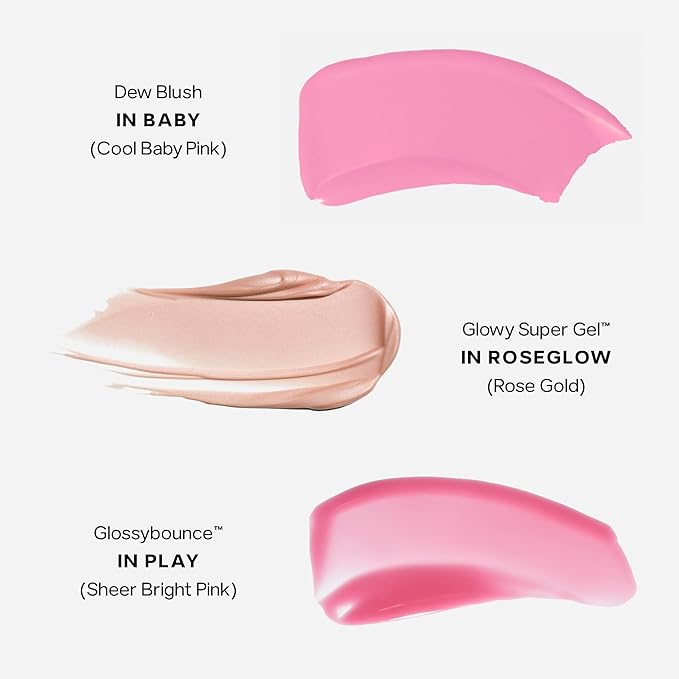 Saie SaieGlow Starter Makeup Kit - Glowy Super Gel, Dew Blush, and Glossybounce Lip Gloss - Essential Makeup Set in a Mini Reusable Jelly Travel Bag (3 Count)-Velvo Beauty