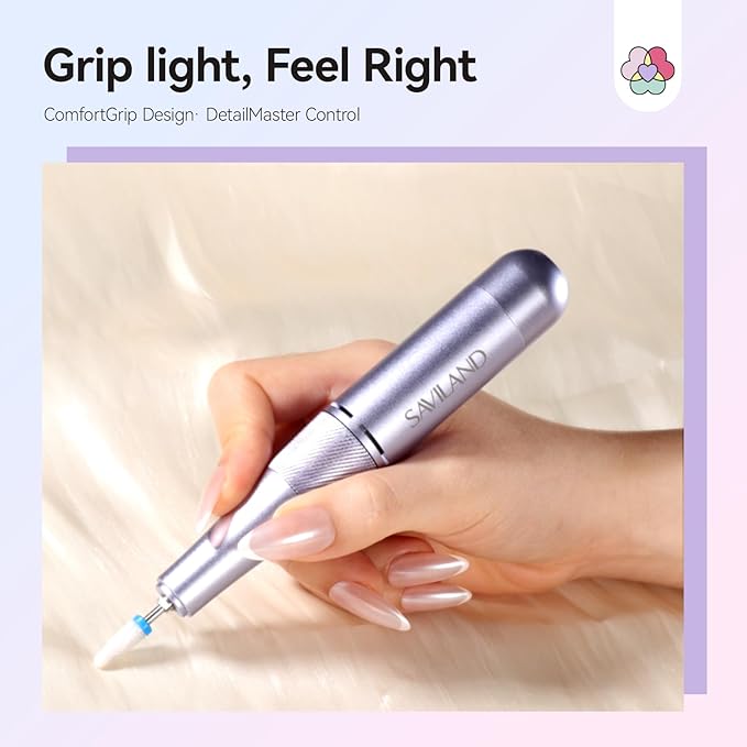 SAVILAND Advanced 50000 RPM Nail Drill Professional: 10S Fast Removal Electric Nail File Portable Nail Filer Electric with Rechargeable Electric Nail Drill Bits Pro Acrylic Nail Manicure Nail Tools-Velvo Beauty