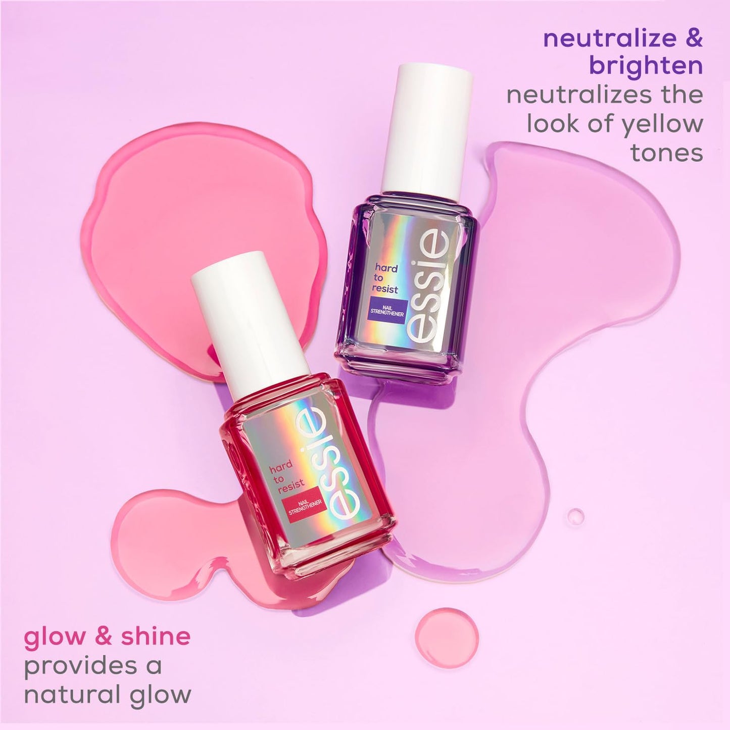 essie Nail Care, 8-Free Vegan, Hard To Resist Nail Strengthener, Neutralize & Brighten, violet, 0.46 fl oz-Velvo Beauty
