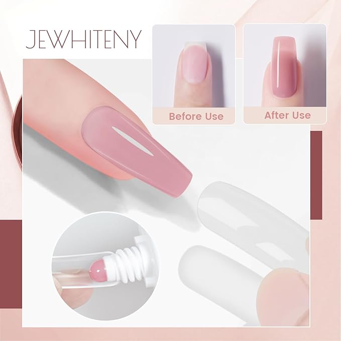 JEWHITENY Poly Extension Gel Nail Set Clear Pink Poly Nail Gel With Slip Solution Base Coat Top Coat French Manicure Need U V Lamp Curing for Finger Art and Home DIY-Velvo Beauty