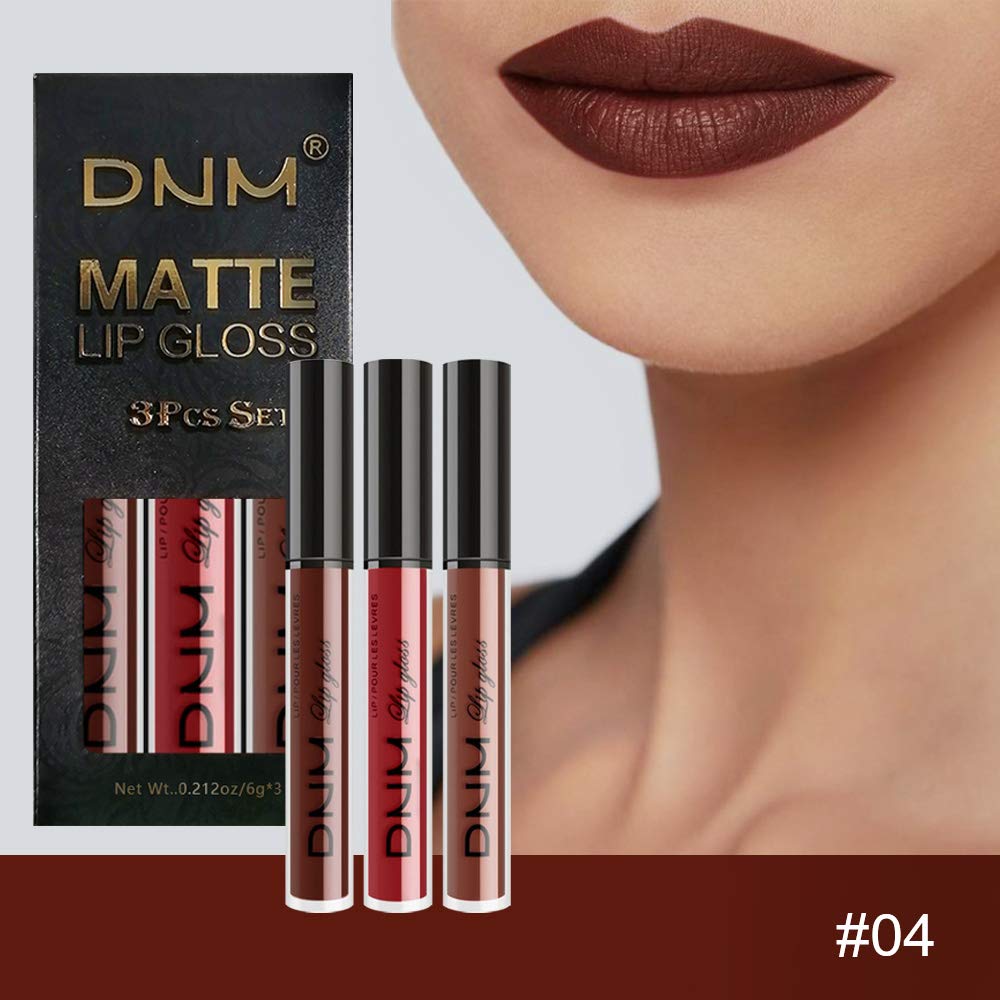 evpct 3Pcs Matte 24-hour Liquid Lipstick Sets, Dark Ruby Brown Red Permanent Stay on Lipstick Lip Set for Black Women Long Lasting 24 Hours Smudge Proof labiales matte labial mate larga duracion 24 02-Velvo Beauty