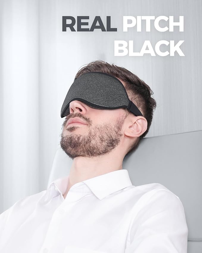 MZOO Luxury Sleep Mask for Back, Side Sleeper, Complete Light Blocking Sleeping Eye Mask Night Blindfold, 3D Zero Pressure & Spacious for Lash Extensions, Breathable Soft Eye Cover Flight Nap Travel-Velvo Beauty