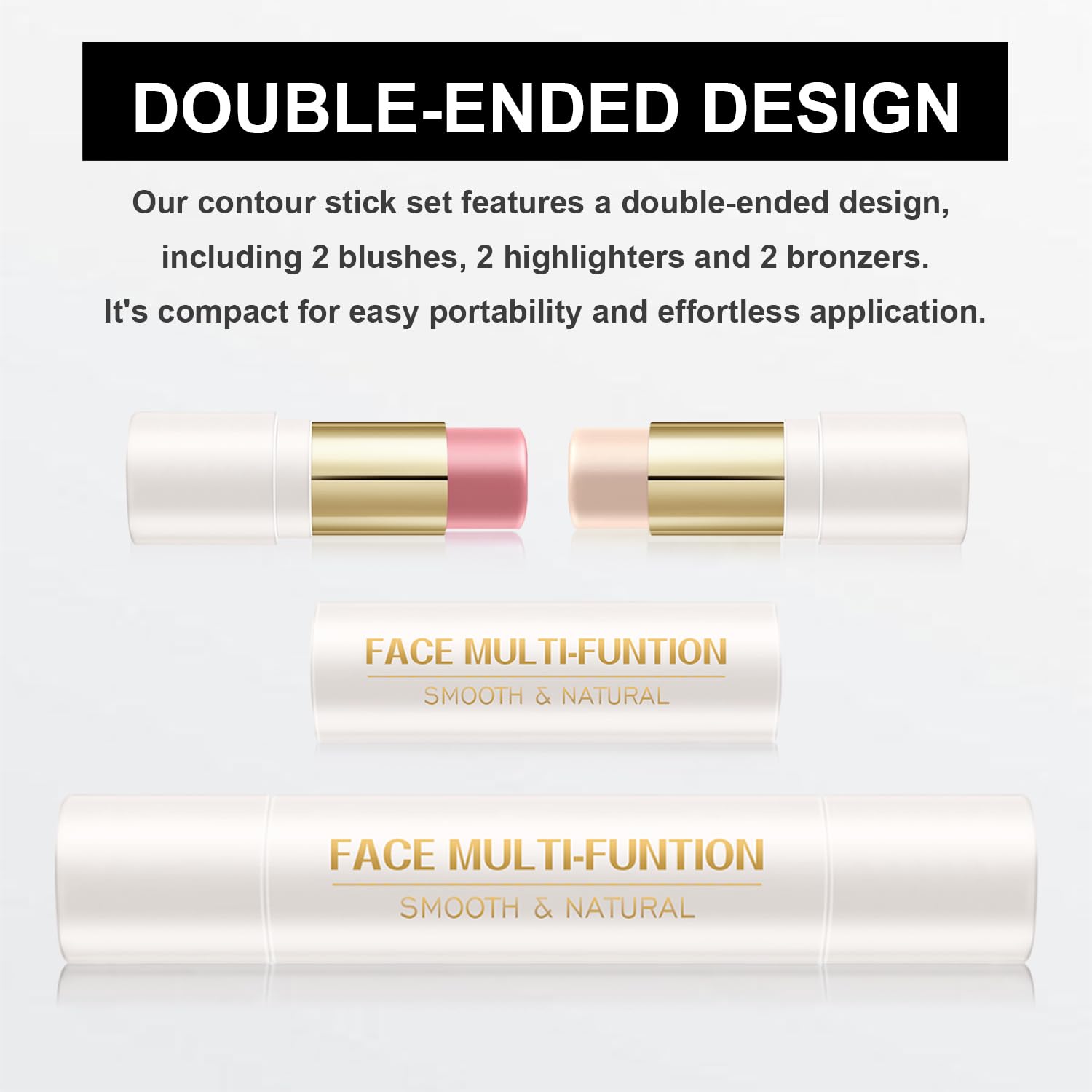 6 Colors Cream Contour Stick Makeup Kit, Shades with Blush, Highlighter and Bronzer,Double Ended Contour Stick for Cheeks, Waterproof and Long Lasting, Matte and Dewy Finish (Set B)-Velvo Beauty