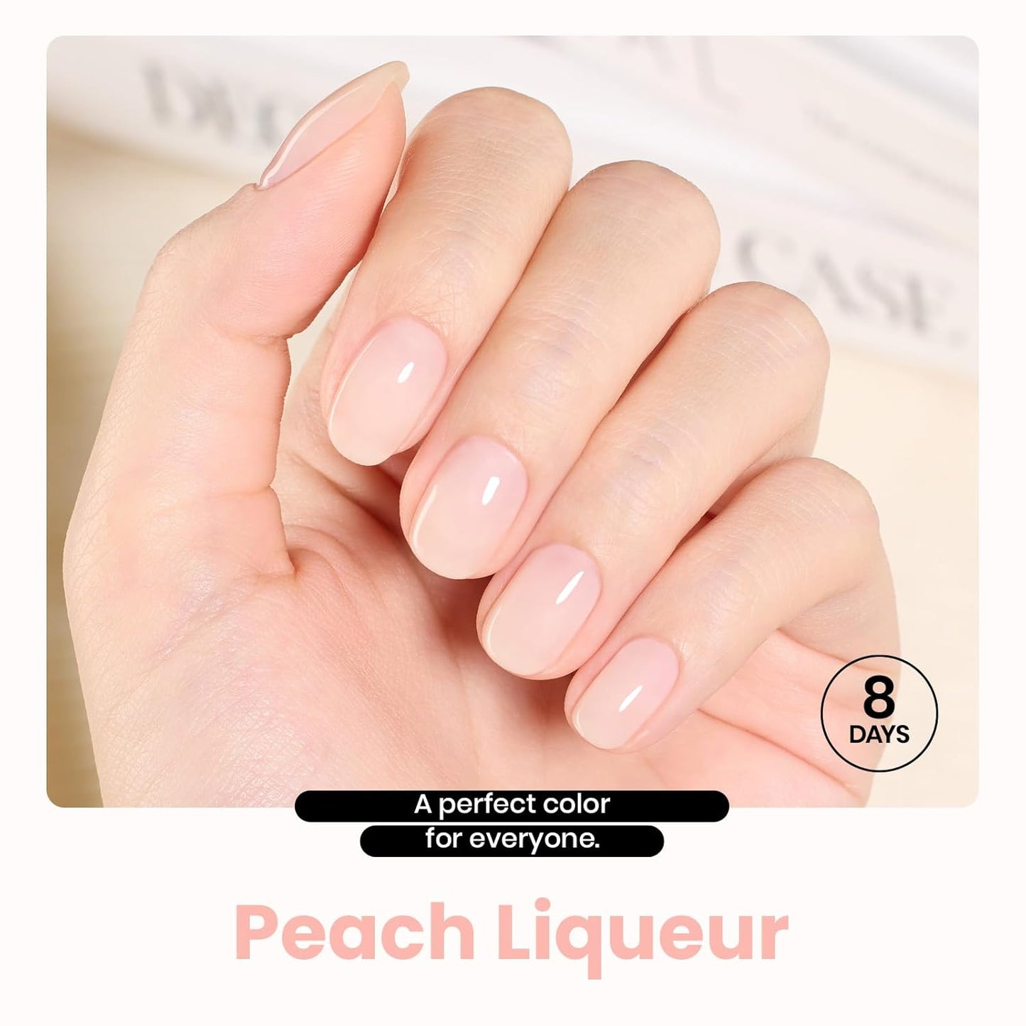 Beetles Sheer Light Nude Pink Nail Polish With 2 in 1 Base & Top Coat Set, Fast Drying & Nail Strengthen, Nail Lacquer Peach Liqueur, No UV Lamp Needed Nail Art Gifts for Women-Velvo Beauty