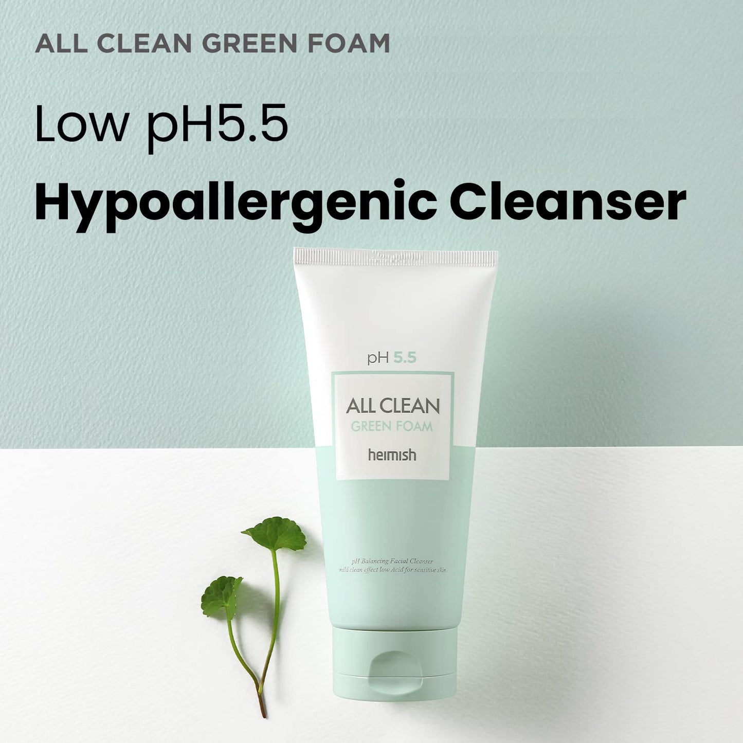 HEIMISH All Clean Green Foam Moisturizing Face Cleanser, Hydrating Gentle Gel Cleanser, Daily Face Wash for Sensitive Skin with Amino Acid, P.H 5.5, for Double Cleansing, Korean Skincare, 5.3oz/150g-Velvo Beauty