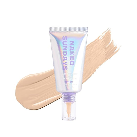 Naked Sundays BeautyScreen™ SPF 50 Mineral Peptide Foundation Tint – 2-in-1 Skin Tint & Mineral Sunscreen | Radiant, Buildable Coverage, Acne-Safe, Infused with Peptides (2 Fair Sand, 1.01 oz)-Velvo Beauty