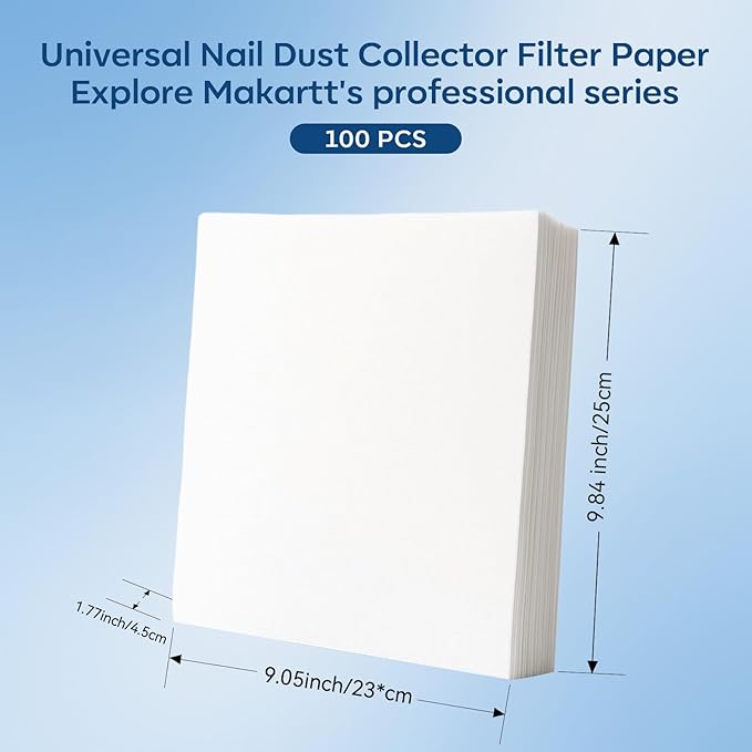 Makartt Nail Dust Collector Filter Paper – 100 Sheets Disposable Nail Dust Filters for Nail Dust Collector Machines, Nail Vacuum Dust Collector Nail Salon Supplies & Accessories White-Velvo Beauty