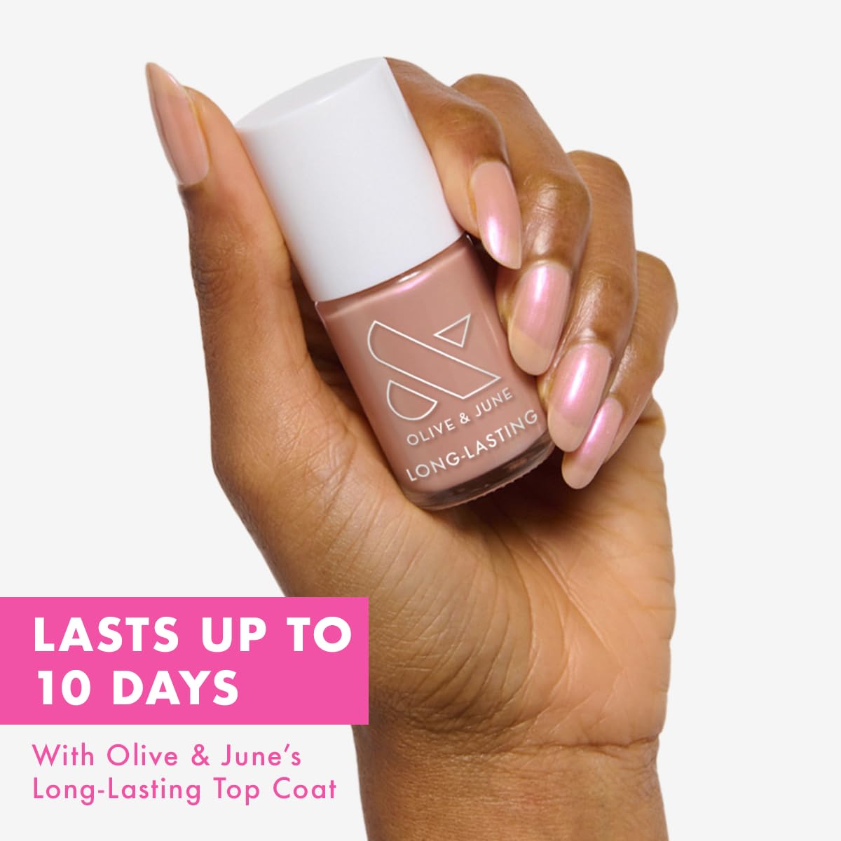 Olive & June Long Lasting Nail Polish | Plump Gel-Like Finish No Lamp Needed | Lasts up to 10 days | Salon-Quality at Home | 15-Free Vegan Cruelty-Free Chip-Resistant | Sandy Scallop Golden Iridescent-Velvo Beauty