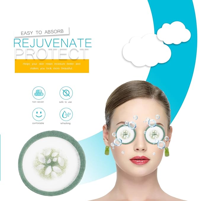 Mobestech Cucumber Eye Pads 100 Pads Non-woven Eye Soothing Spa Cooling Eye Patches with Fruit Vegetable Extracts for Eyes Reduce Dark Circles-Velvo Beauty