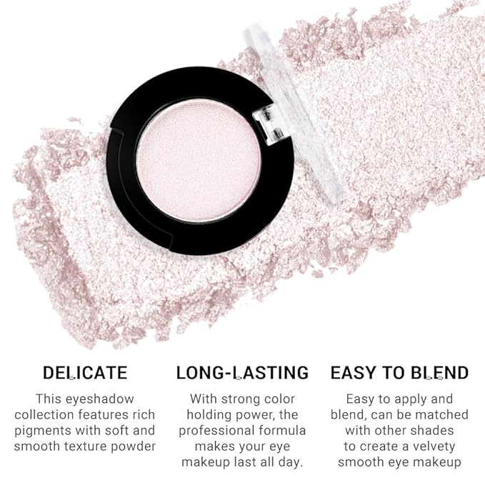 Monochrome Glitter Eyeshadow Makeup Palette,Highly Pigmented Champagne Gold Eyeshadow Palette,Shimmer Pressed Powder shadow Makeup,Single Vegan Eye Shadow,Daily Evening Women Girls Eyeshadow Gift7#-Velvo Beauty