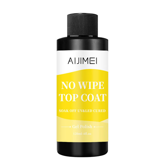 AIJIMEI 120ml Gel Polish No Wipe Top Coat Long Lasting Top Gel for Acrylic Nails,Top Coat for Home DIY and Nail Salon Non-Wipe TopCoat 4 Fl Oz-Velvo Beauty