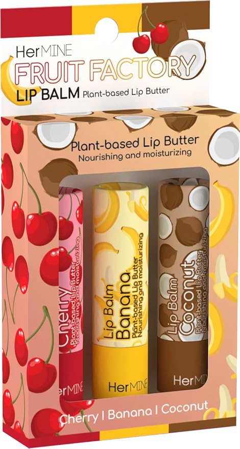 HerMINE Lip Balm Plant-based Lip Butter 3 Pack Nourishing Moisturizing LipBalm LipButter Long Lasting Delicious Flavors Intense Hydration-Velvo Beauty