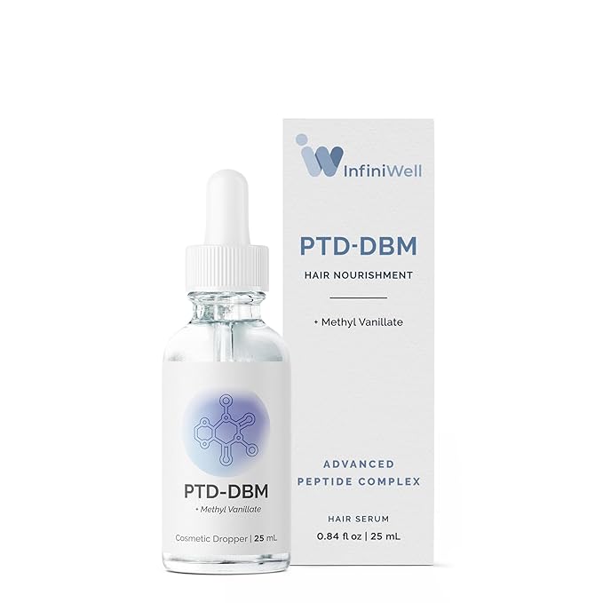 InfiniWell PTD-DBM Peptide Hair Serum for Fuller-Looking Hair - Scalp Treatment for Visible Growth & Follicle Renewal - Reinforce Restoration, Strand Integrity & Optimal Density (25 ml)-Velvo Beauty