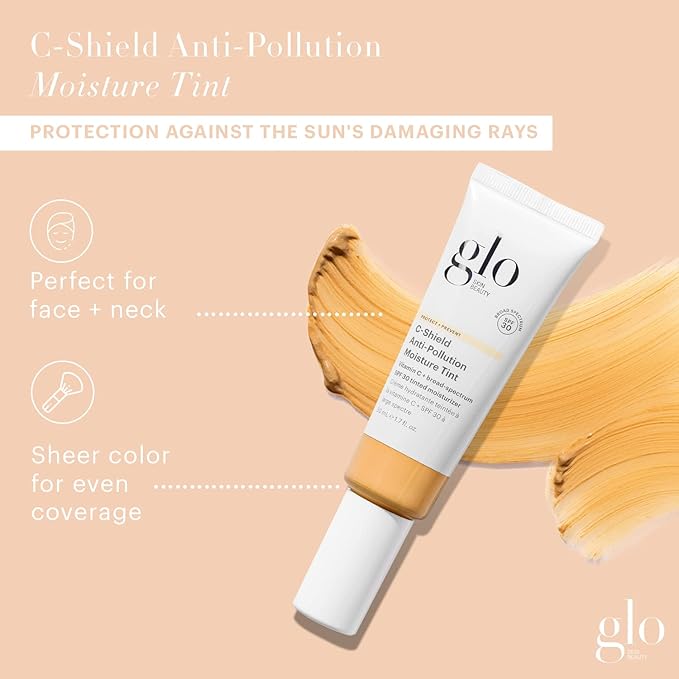 Glo Skin Beauty C-Shield Anti-Pollution Moisture Tint - Tinted Moisturizer With SPF 30 for Face, Broad Spectrum Protection & Vitamin C, 1.7 Oz (5W-Medium)-Velvo Beauty