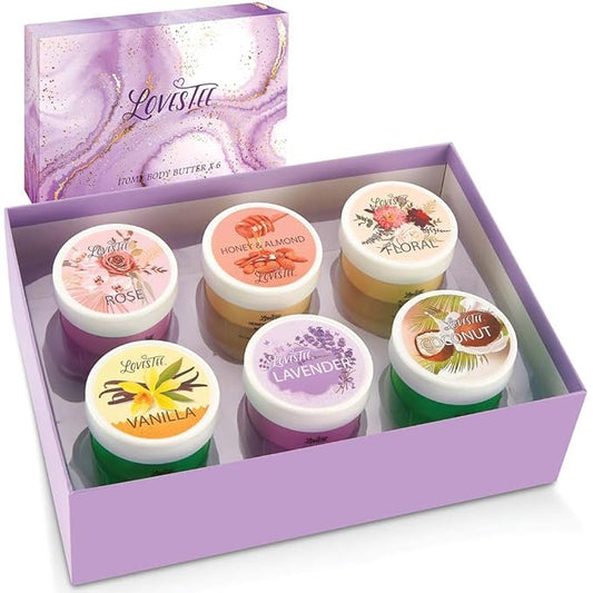 LOVESTEE Moisturizing Body Lotion, Women-Men's Christmas-Birthday Gift Set, Soothes All Skin Types includes Shea Butter, Fragrances Lavender, Vanilla, Rose, Honey Almond, Coconut and Floral-Velvo Beauty