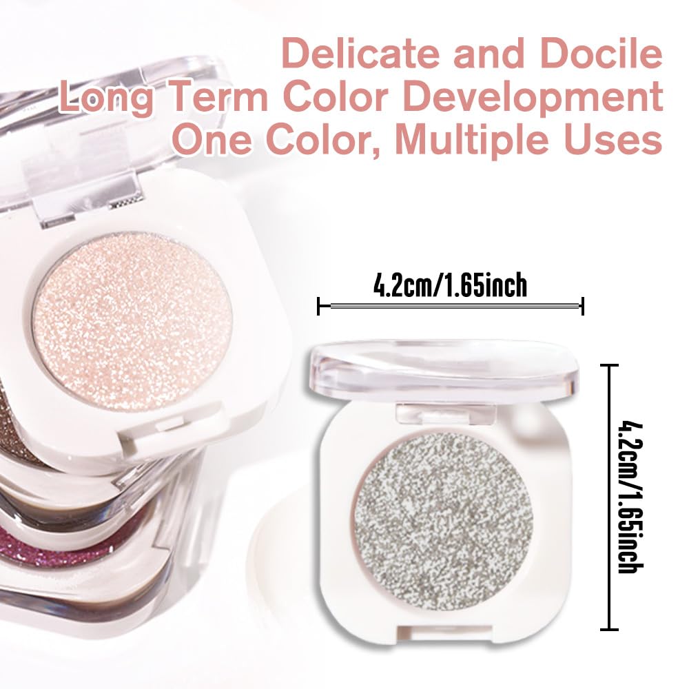 Single Glitter Shimmer Sparkle Eye shadow Palette Makeup, Slive Glitter Eyeshadow for Women, Pigmented Waterproof Sombras Para Ojos, Vegan, Talc, Paraben & Cruelty Free, 12-Velvo Beauty