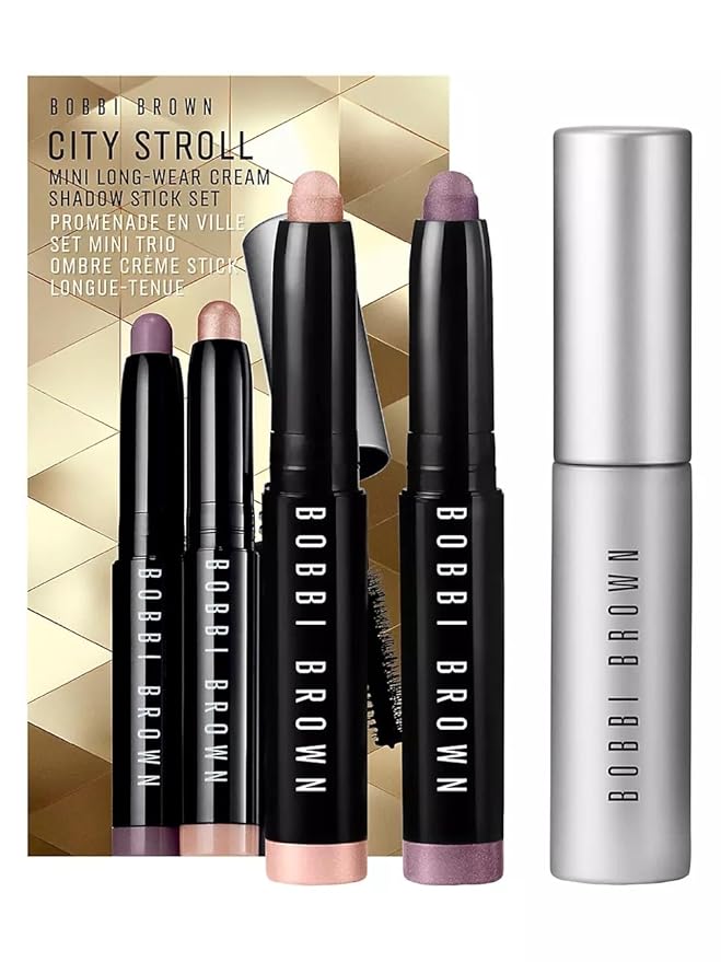 Bobbi Brown City Stroll Mini Long-Wear Cream Shadow Stick Set: Golden Pink and Mauve with Smokey Eye Mascara-Velvo Beauty