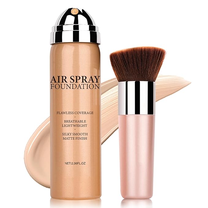 Airbrush Foundation Makeup Spray for Mature Skin Silk Lightweight Airbrush Flawless Setting Spray Foundation Makeup（02# Beige）-Velvo Beauty