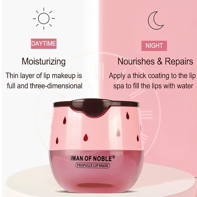 2PCS Strawberry Sleeping Lip Mask,Bee Lip Balm Lip Mask Honey Pot Propolis Moisturizing Lip Balm with Stick,Plumping Lip Hydrating Prevention Dry & Cracked Lip Scrubs Exfoliato Lip Wrinkle Care-Velvo Beauty