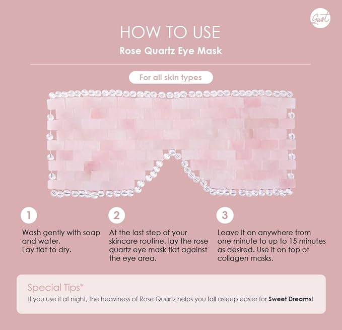 [glowiest] Rose Quartz Eye Mask: 100% Real Stone Eye Mask to improve Fine Lines, Puffiness and Irritation | For Hot & Cold Anti-Aging Therapy-Velvo Beauty