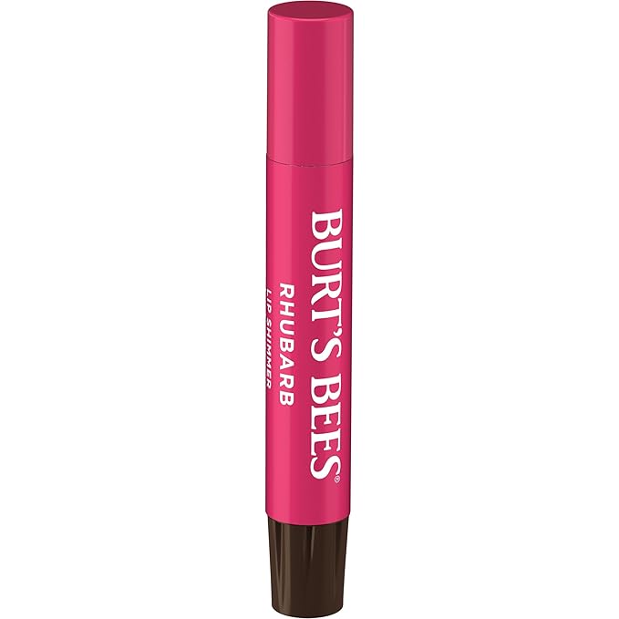Burt's Bees Shimmer Lip Tint Set, Tinted Lip Balm Stick, Moisturizing for All Day Hydration with Natural Origin Glowy Pigmented Finish & Buildable Color, Rhubarb (4-Pack)-Velvo Beauty