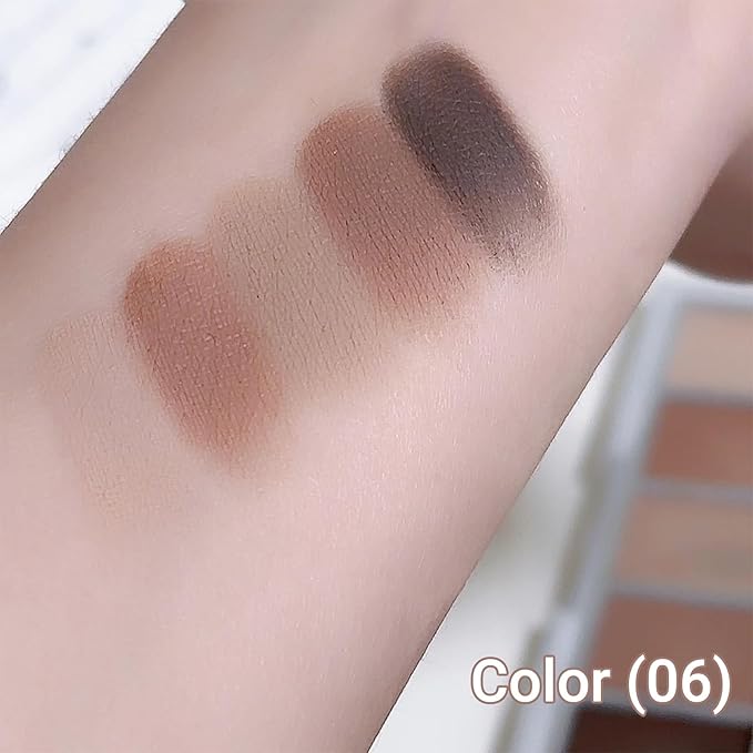 Erinde 5 Colors Matte Eyeshadow Palette Makeup, Natural Classic Nude Neutral Nude Brown Eye Shadow, Long Wearing Waterproof Everyday Eye Makeup for Brown Eyes, Cool-Toned Nude Taupe Brown, 06-Velvo Beauty
