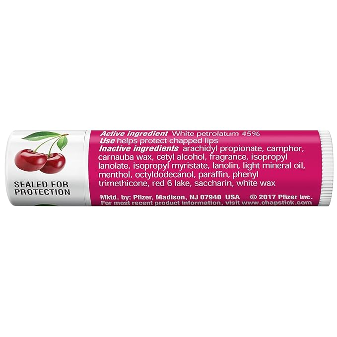 ChapStick Classic (1 Box of 12 Sticks, 12 Total Sticks, Cherry Flavor) Skin Protectant Flavored Lip Balm Tube, 0.15 Ounce Each, 12 Count (Pack of 1)-Velvo Beauty