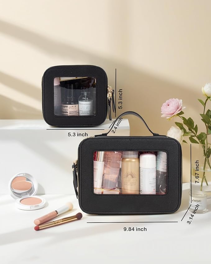 Clear Makeup Bag Small, TSA Approved Portable Toiletry Bag with Zipper Cosmetic Travel Bag Makeup Organizer Case Mini Makeup Pouch for Purse Car Organizer Bag for Women Men-Velvo Beauty
