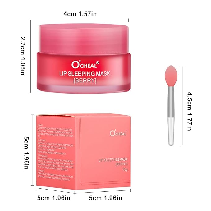 Lip Sleeping Mask Overnight Moisturizer Balm, Berry Lip Mask, Day and Night Repair Lip Balm for Improves Dryness Cracked, Moisturize and Nourish Lip Scrubs Exfoliate Reduce Lip Lines (Berry)-Velvo Beauty