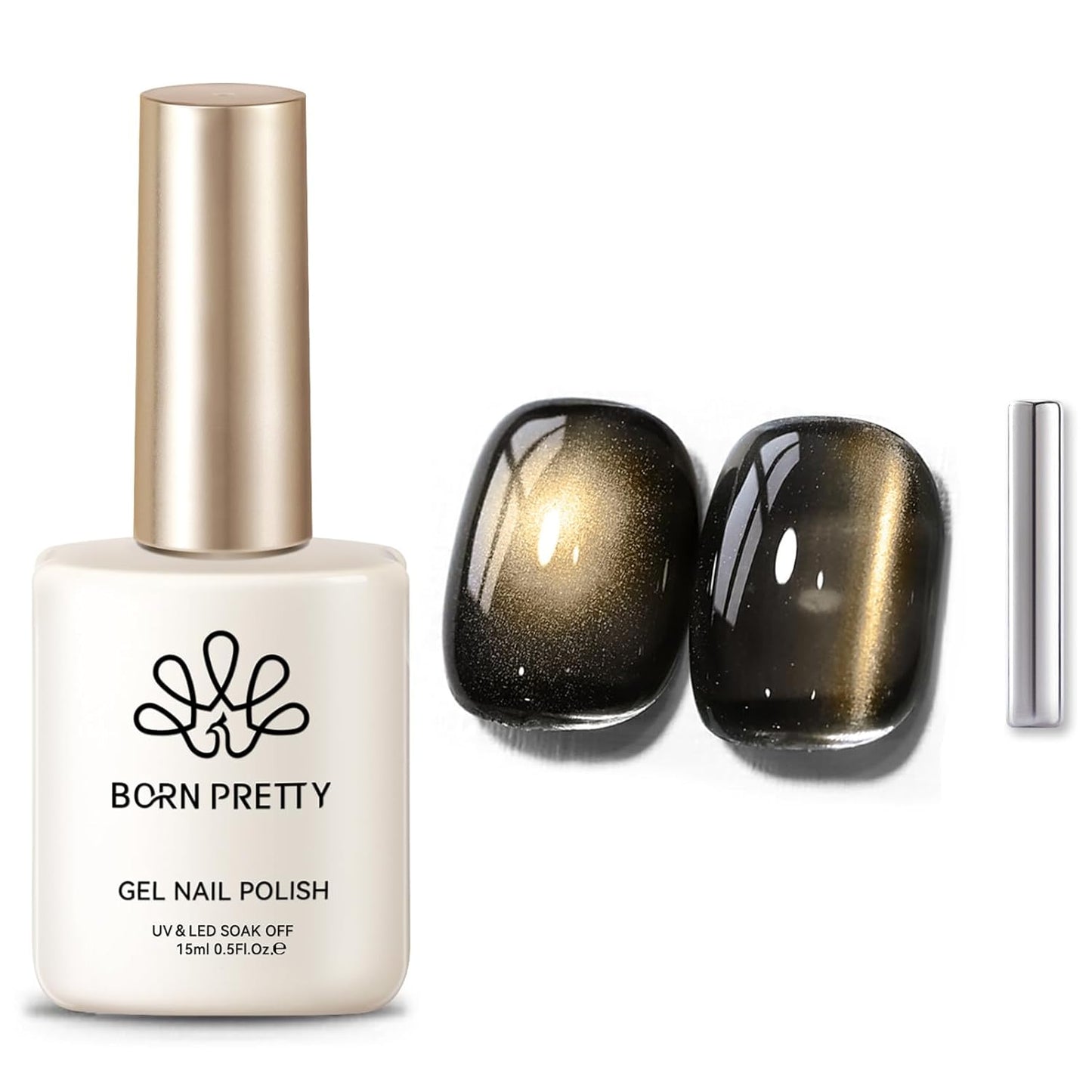 Born Pretty Cat Magnetic Eye Gel Nail Polish,Brown Jelly Glass Magnetic Gel Polish, Crow Glitter Soak Off Nail Art Salon Manicure Home Gift 15ml-Velvo Beauty
