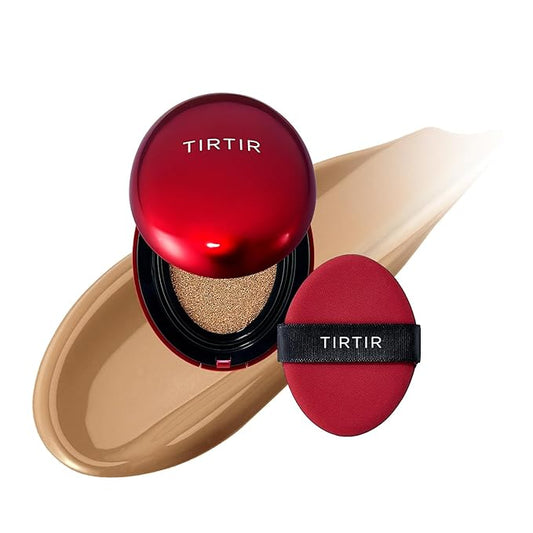[*Mini Size*] TIRTIR Mask Fit Red Cushion Foundation | Full coverage, Weightless, Skin fit, Satin Glow Finish, Korean Makeup, beauty, Tattoo cover up, Buildable (#34W Toffee, 0.15 Fl Oz)-Velvo Beauty