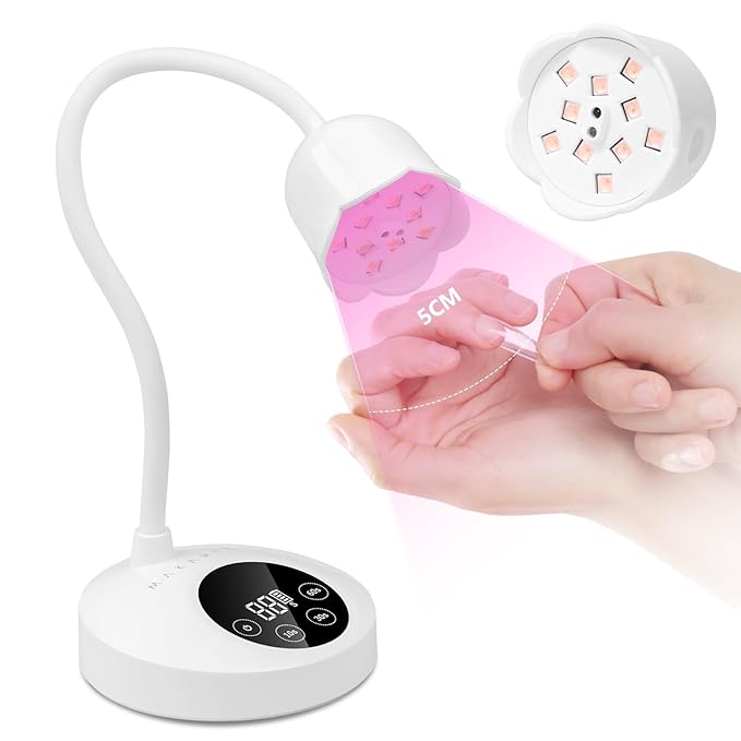 Makartt UV Nail Lamp: Mini UV Light for Gel Nails Polish Luminoza 30W Rechargeable LED Nail Light Nail Dryer with 4 Timers & Auto Sensor, Fast Curing Goosenecks Lamp for Home DIY Manicure-Velvo Beauty