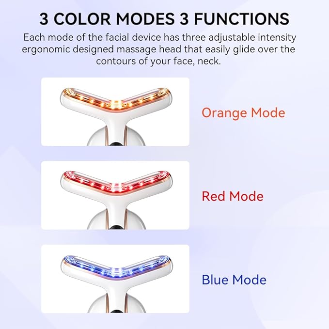 Neck Face Massager, Multifunctional Facial Massager, Face Sculpting Tool for Skin Care with Vibration, Thermal (White Gold)-Velvo Beauty
